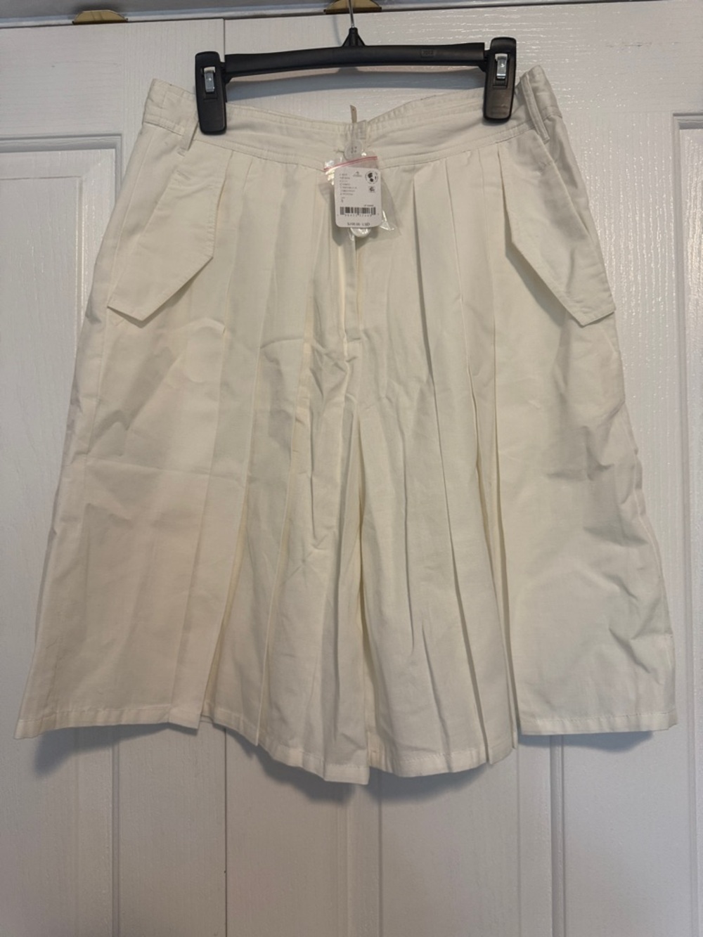 Free People White Pleated Bermuda Shorts